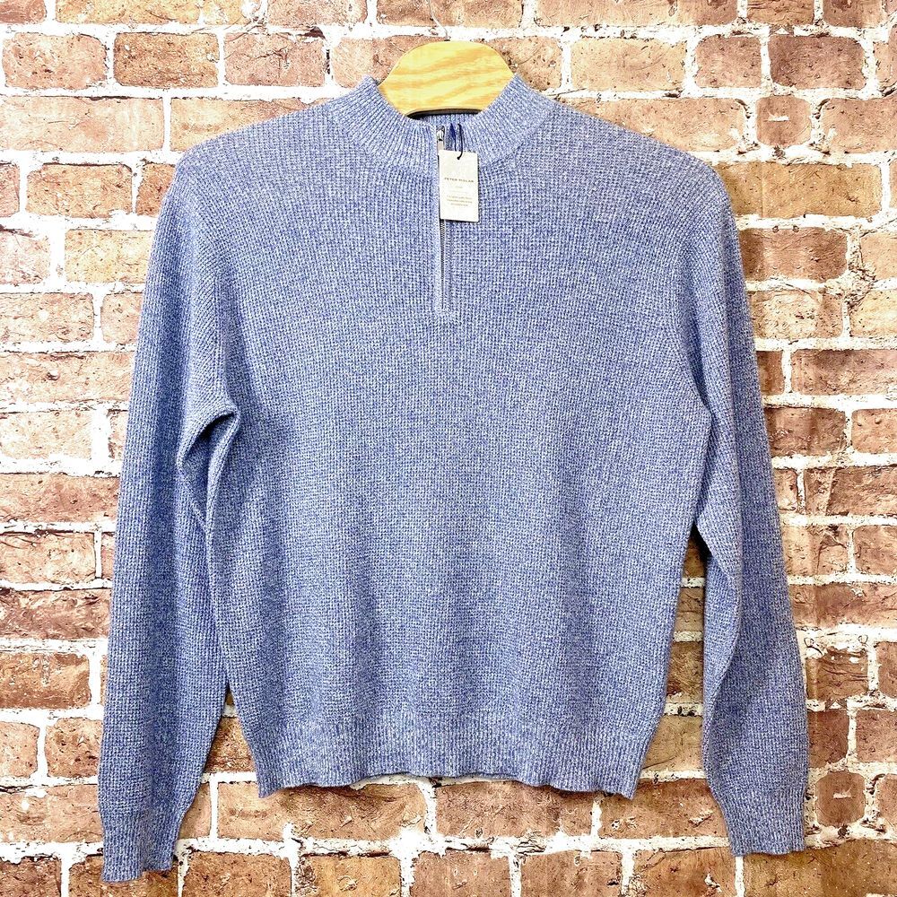 Peter Millar Heathered Blue Zip-Up Sweater
